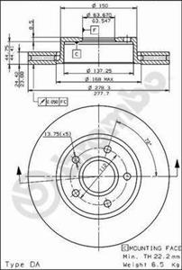 Remschijf BREMBO 09.5795.10, 1 deel
