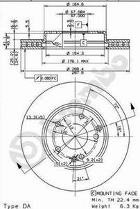 Remschijf BREMBO 09.8411.10, 1 deel