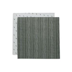 Jollein Mousseline gaasdoek 70x70cm 2-Pack Stripe Olive Leaf Green