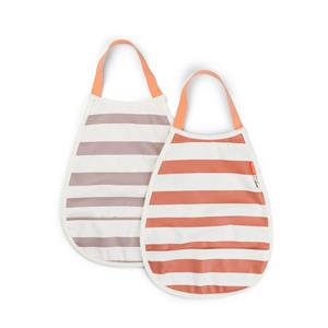 Done by Deer Pull-over bib 2-pack Stripes (papaya-powder)