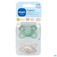 MAM Soother Original Pure Silicone, 2st, Konijn/Dier, 0-6 maanden