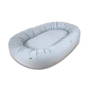 FILIBABBA Babynest 2. Generation – Cool Summer Stickerei – Pearl Blue