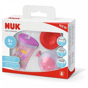 NUK Babyflasche  5 teilig Girl Evolution All-in 1 - Trinklernset - 230 ml - rosa