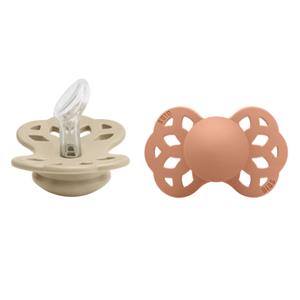 BIBS Fopspeen Infinity 0-6 maanden Vanille & Peach 2 stuks.