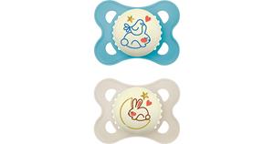 MAM Soother Pure Night silicone 2 stuks 0-6 maanden konijn/maan