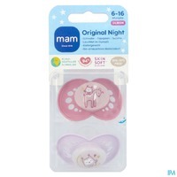 MAM Soother Pure Night silicone 2 stuks 6-16 maanden hert/eend
