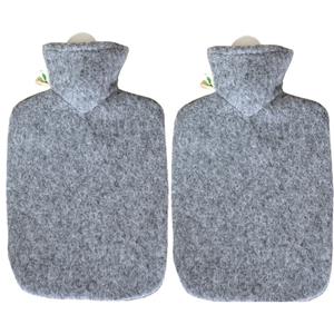 2x Kruik grijs 2 liter met viltlook hoes -