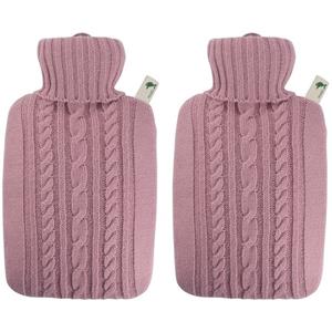2x Luxe kruiken pastel roze 1.8 liter met gebreide hoes -