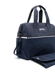BOSS Kidswear logo-patch zipped changing bag - Blauw