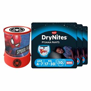 Led Projector Lamp Spiderman en DryNites luierbroekjes boy 4-7 jaar Pakket
