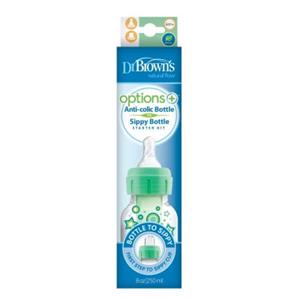 Dr Brown's Options+ overgangsfles smalle hals groen 250ml 1 Stuks