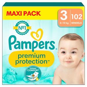 Pampers Premium Protection, Gr. 3 Midi, 6-10kg, Maxi Pack (1x 102 Windeln)