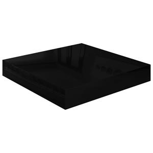 VidaXL Wandschappen zwevend 2 st 23x23,5x3,8 cm MDF hoogglans zwart