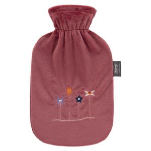 Fashy Warmwaterkruik 2L met fleece hoes en borduursel, bordeaux