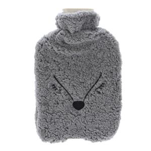 Home & Styling Warmwaterkruik 2 liter met zachte fleece hoes vos grijs -