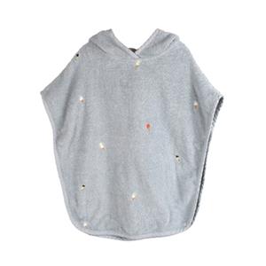 FILIBABBA Badponcho met borduurmotief Pearl Blauw
