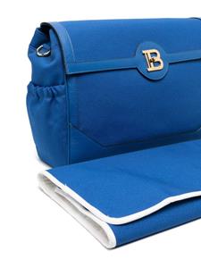 Balmain Kids logo-plaque panelled changing bag - Blauw