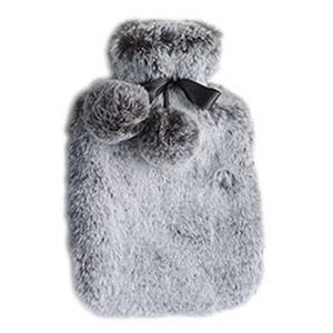 Cosy & Trendy Warmwater kruik met nep bont hoes zilver grijs 2 liter -