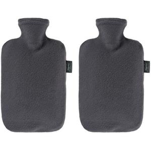 2x Kruiken met fleece hoes antraciet 2 liter -