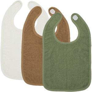 Meyco basic badstof slab met klittenband - set van 3- Offwhite/Toffee/Forest Green Groen