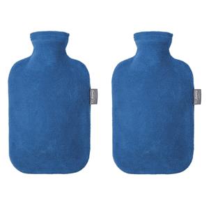 2x Kruiken met fleece hoes blauw 2 liter -