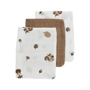 Washandjes 3-pack Mousseline Forest Animals Toffee