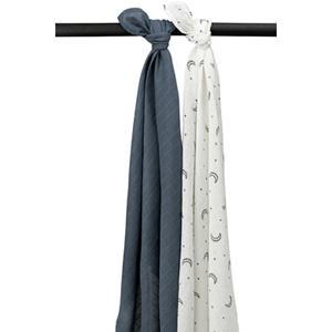 MEYCO Swaddle 2 Pack Mousseline Maan - Indigo - 120 x 120 cm