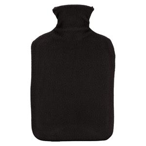 H&S Collection Warmwaterkruik - met fleecehoes - zwart - 1,75L - kruik -
