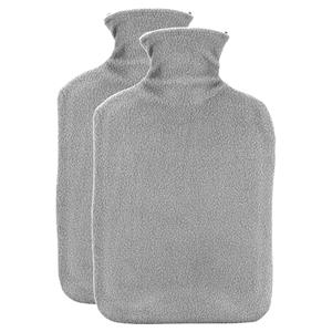 H&S Collection Warmwaterkruik - 2x - met fleecehoes - grijs - 1,75L - kruik -