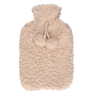 DID Warmwaterkruik - met zachte pluche hoes - beige - 2L - kruik -