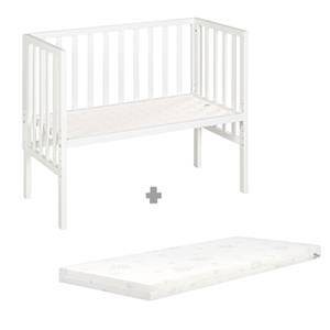 roba Beistellbett 2in1 mit Barriere + Matratze, Höhenverstellbar, mit Matratze + Canvas Barriere