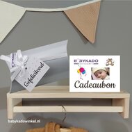 Geef een babykadowinkel.nl cadeaubon als kraamcadeau of als  Cadeaubon babykadowinkel.nl