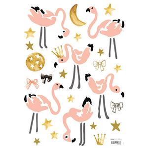 Muurstickers Flamingo mini's roze 
