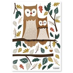muurstickers Forest Owl Family