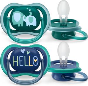 Philips Avent Ultra Air Fopspeen - 18+ Maanden - 2 Speentjes - Donkergroen/Donkerblauw Olifant/Hello