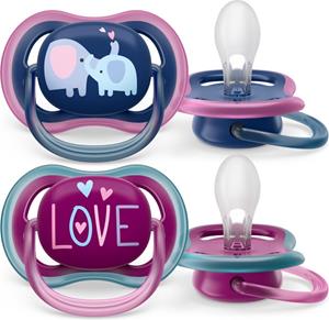 Philips Avent Ultra Air Fopspeen - 18+ Maanden - 2 Speentjes - Donkerblauw/Paars Olifant/Love