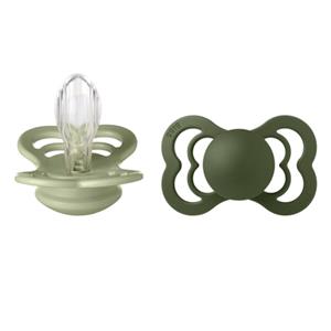 BIBS Soother Supreme Sage / Hunter Green Silicone 6-36 maanden, 2 stuks.