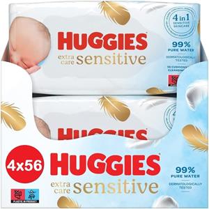 Huggies  Extra Care Sensitive - Billendoekjes - 224 babydoekjes - 4 x 56