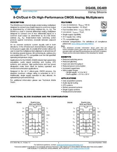 Vishay DG409DJ-E3 SMD 1 stuk(s) Tube