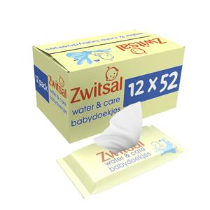 Zwitsal  Billendoekjes- Water & Care met geur - 624 babydoekjes - 12 x 52 stuks