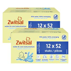 Zwitsal  Billendoekjes- Water & Care met geur - 1248 babydoekjes - 24 x 52 stuks