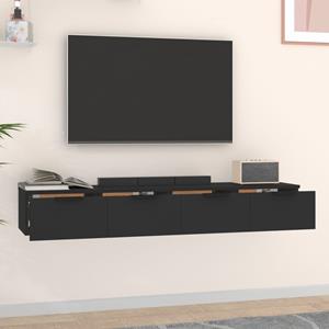 VidaXL Wandkasten 2 st 68x30x20 cm bewerkt hout zwart