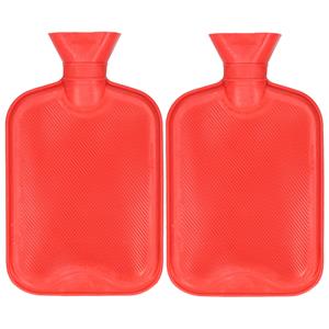 DID Warmwaterkruik - 2x - met rubberen hoes - rood - 2L - kruik -