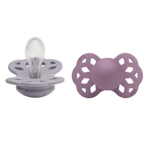 BIBS Fopspeen Infinity symmetrische speen 0-6 maanden Fossil Grey & Mauve 2 stuks.