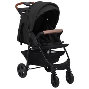 vidaXL Kinderwagen 2-in-1 staal antracietkleurig