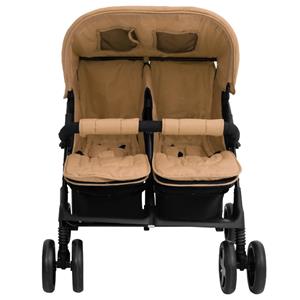 vidaXL Tweelingkinderwagen staal taupe