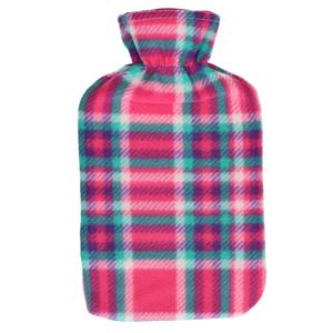 Merkloos Winter kruik met Schotse ruit print hoes roze 1,7 liter -