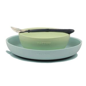 Nattou eetset siliconen Blauw Groen
