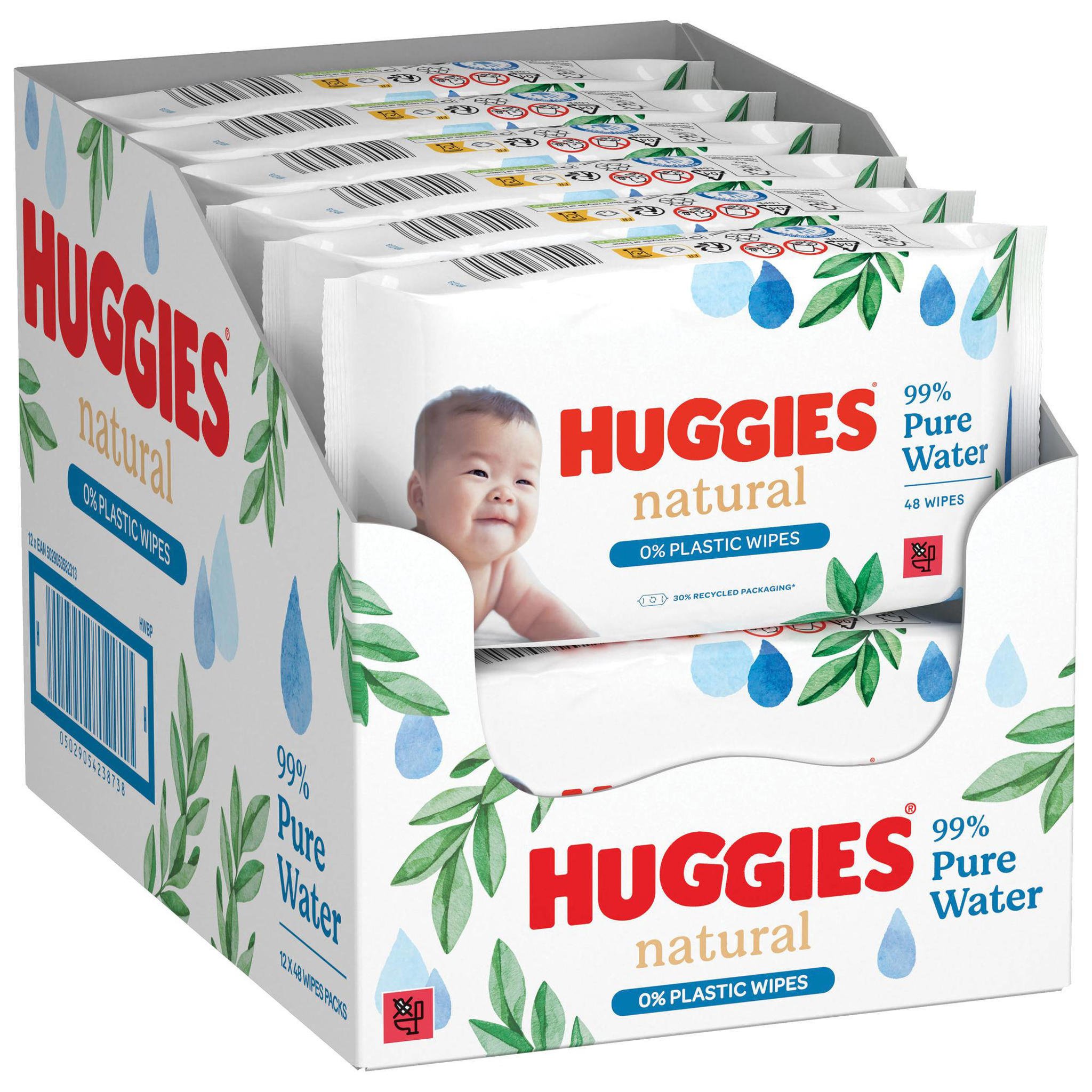 Huggies  Natural - 0% Plastic - Billendoekjes - 384 babydoekjes - 8 x 48