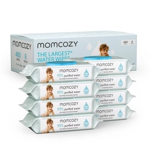 MOMCOZY Natte doekjes, large st water doekjes 480 doekjes (8 x 60 stuks)